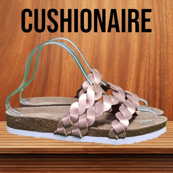 CUSHIONAIRE | LUCY GENUINE CORK BED BRAIDED LEATHER SANDLAS - NWOT! - Picture 1 of 15
